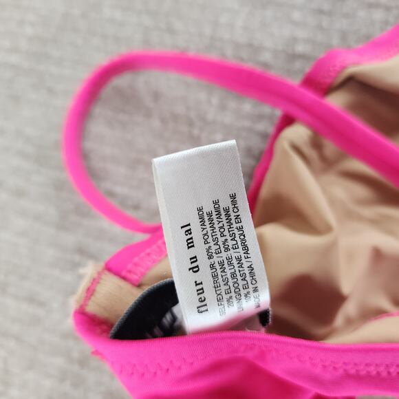 Fleur du Mal Pink Underwire Swim Bikini Top Size S Adjustable Straps - Picture 4 of 5